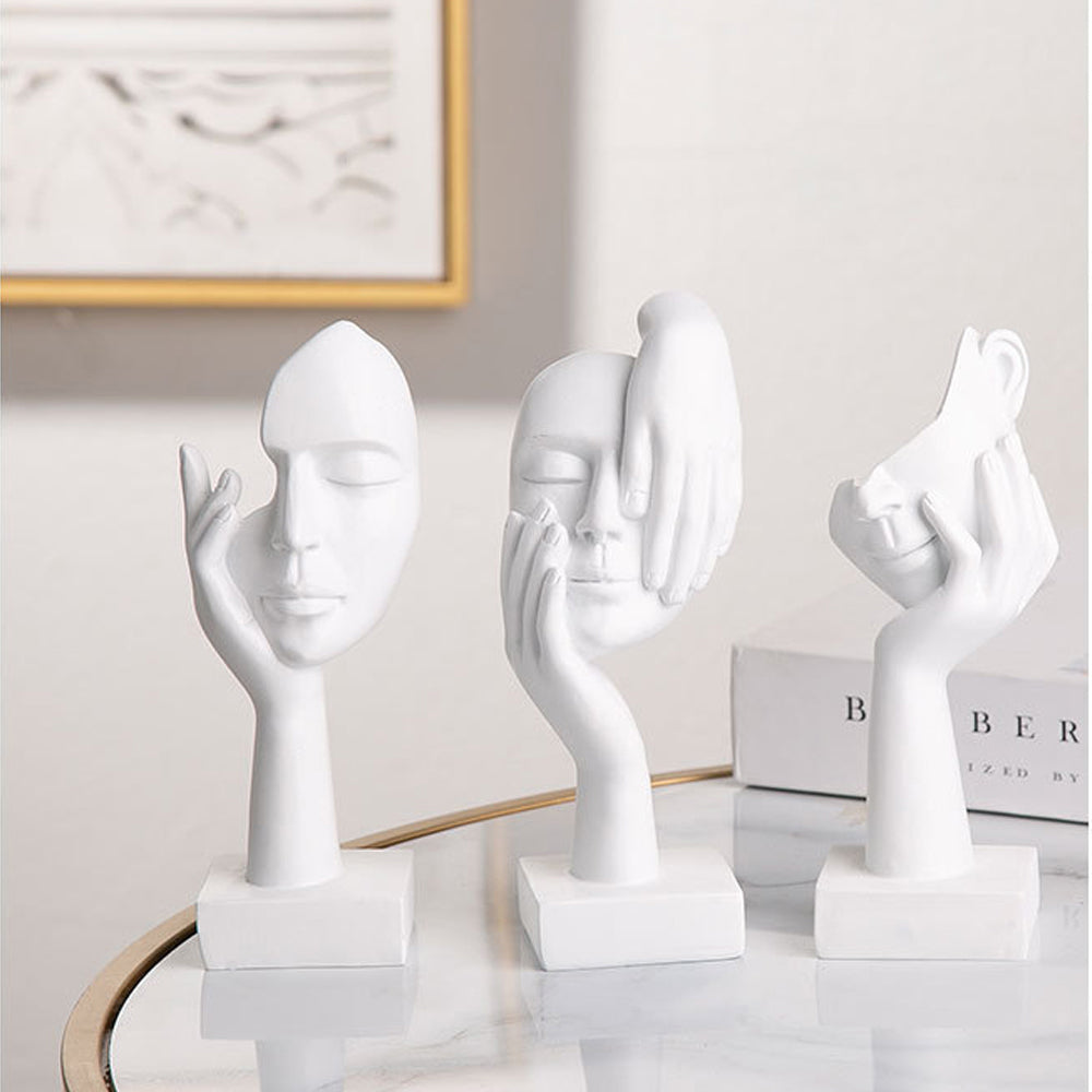 Set of 5 Resin Abstract Thinker Sculpture - White - Notbrand