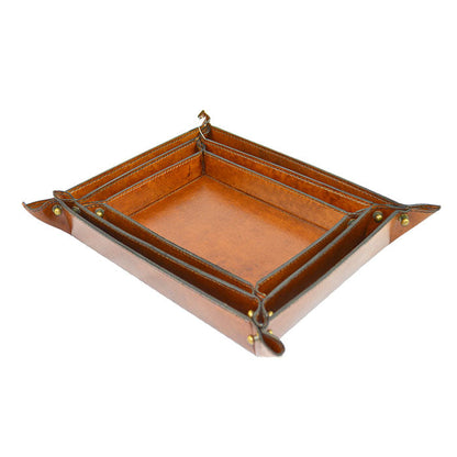 Zapptos Set of 3 Tan Leather Rectangular Coin Trays - Notbrand