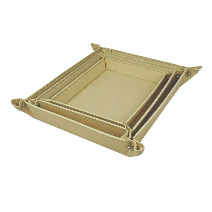 Rockpool Set Of 3 Off White Leather Trays - Notbrand