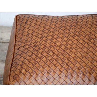 Square Latticed Leather Ottoman - Notbrand