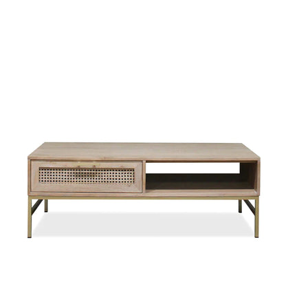 Mala Timber & Rattan Coffee Table - Light Antique Oak - HouseofHyne