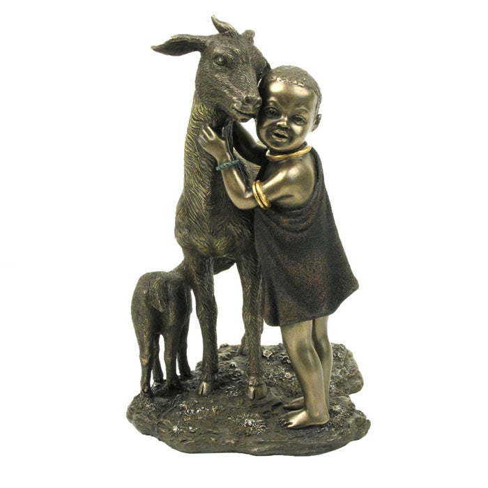 TEFU DAKIKA - A Tender Moment African Bronze Figurine - Notbrand