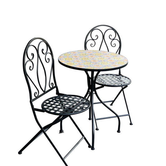 The Mosaic Sicily Metal 3 Piece Outdoor Patio Setting - NotBrand