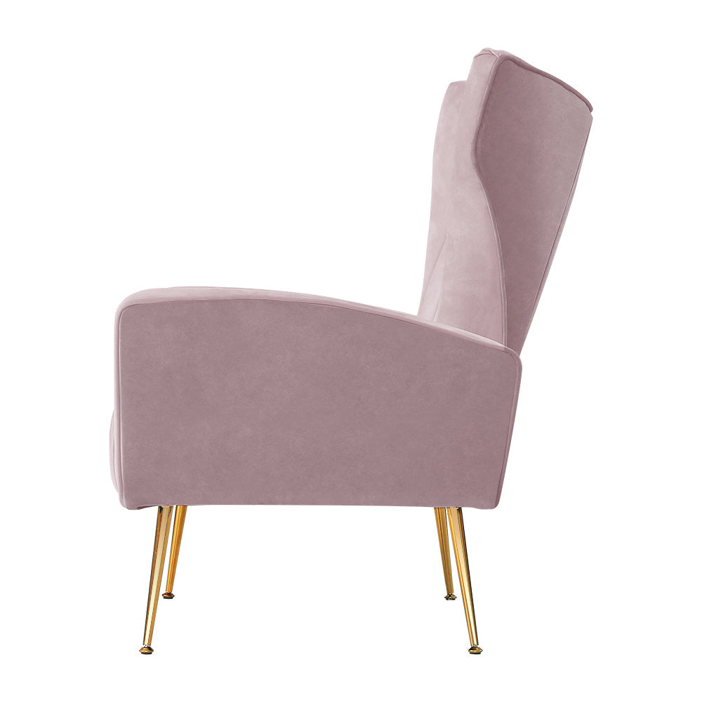 Artiss Accent Velvet Sofa - Pink