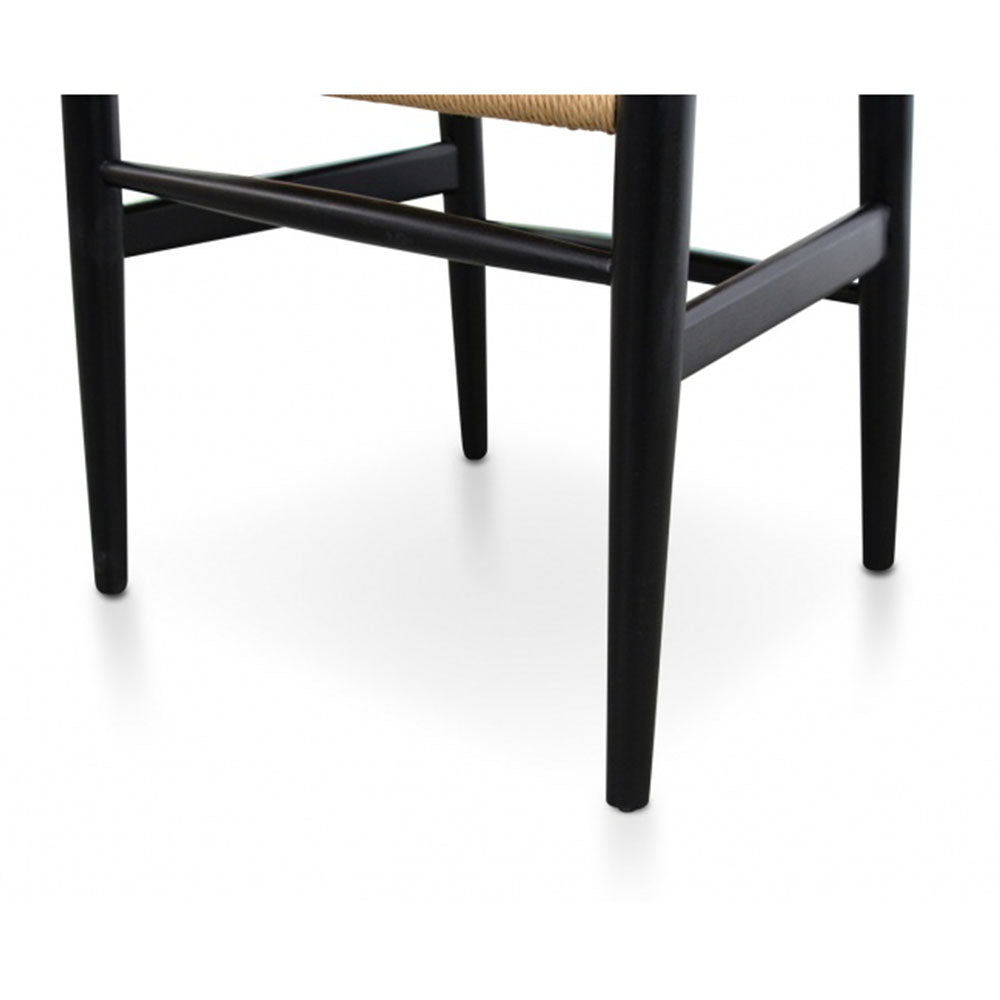 Hans Wegner Replica Dining Chair - Black - Natural Seat - Notbrand