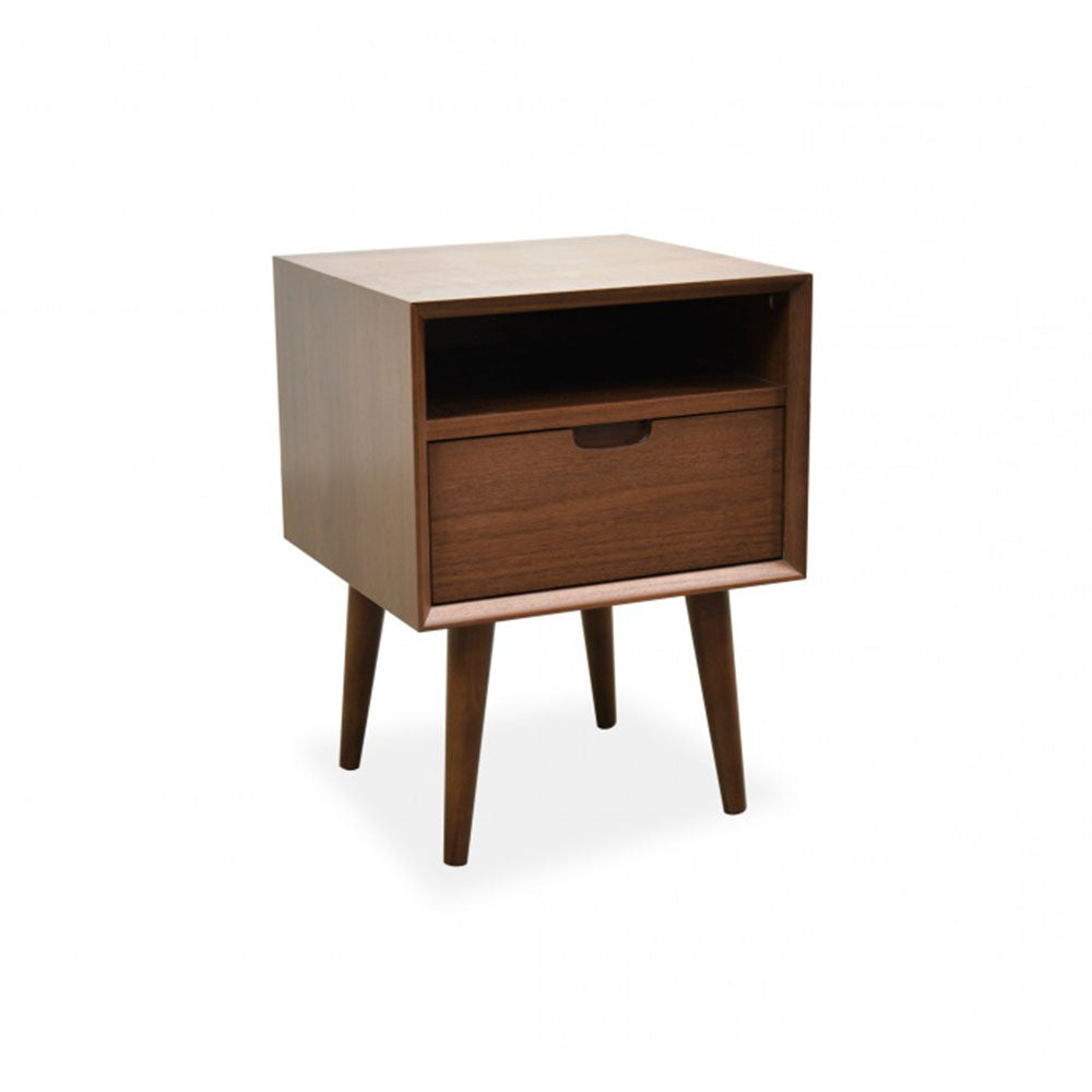 Etara Wooden 1 Drawer Bedside Table Walnut - Notbrand