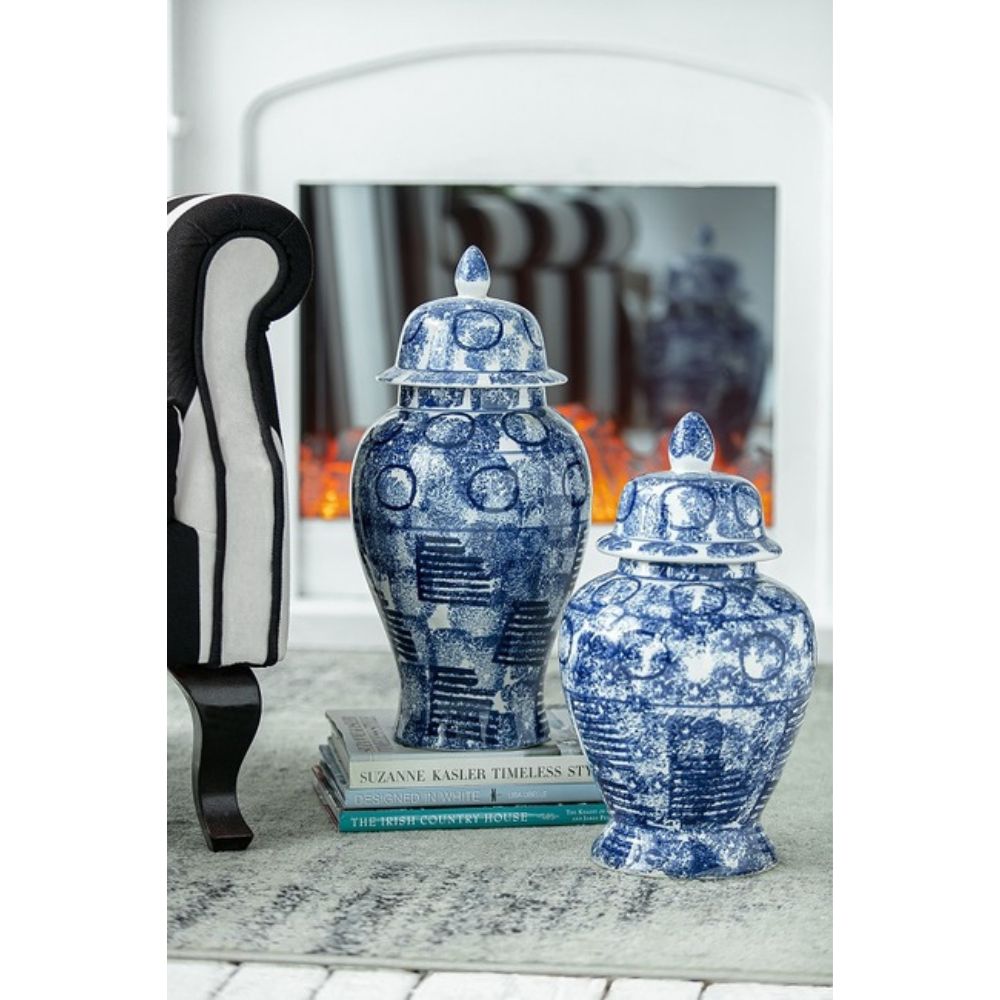 Blue & White Abstract Ginger Jar Medium - Notbrand