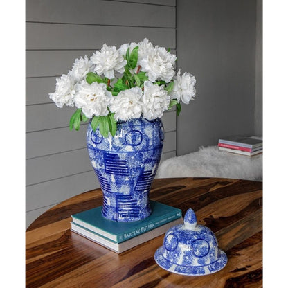 Blue & White Abstract Ginger Jar Tall - Notbrand