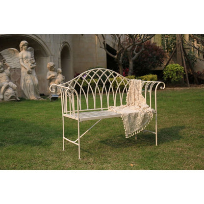 Lavinia Iron Outdoor Bench - Antique White - Notbrand