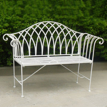 Lavinia Iron Outdoor Bench - Antique White - Notbrand