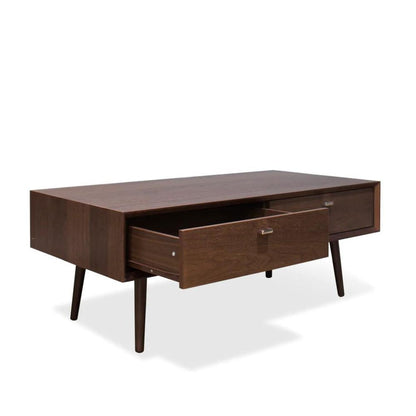 Oaska Beech Solid And American Walnut Veneer 2 Drawer Coffee Table- Dark Walnut - Notbrand