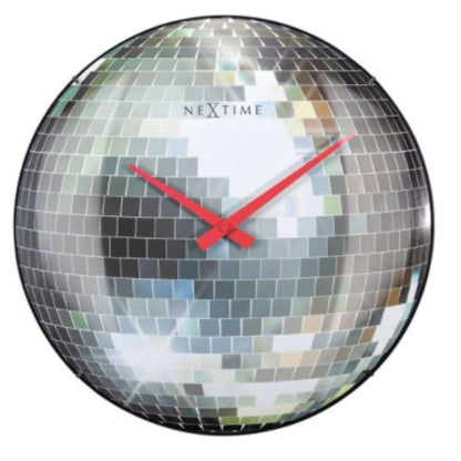 NeXtime Disco Ball Wall Clock in Silver - 35cm - Notbrand