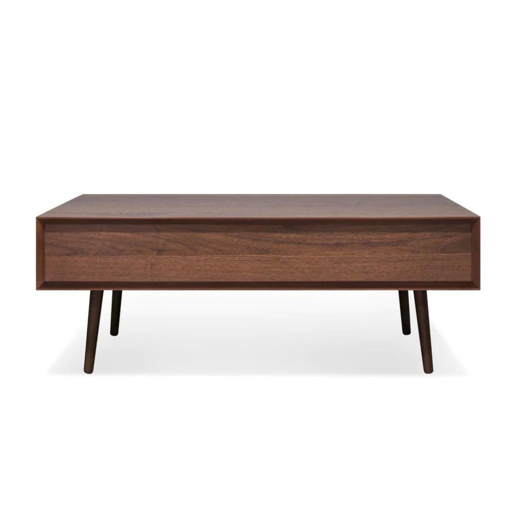 Oaska Beech Solid And American Walnut Veneer 2 Drawer Coffee Table- Dark Walnut - Notbrand