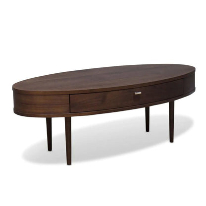 Oaska European Beech Solid And American Walnut Veneer Oval Coffee Table - Dark Walnut - Notbrand