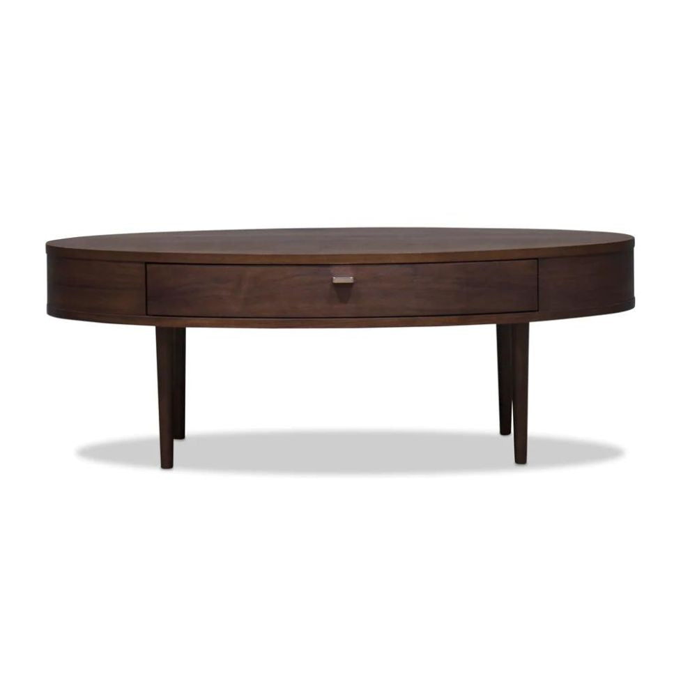 Oaska European Beech Solid And American Walnut Veneer Oval Coffee Table - Dark Walnut - Notbrand