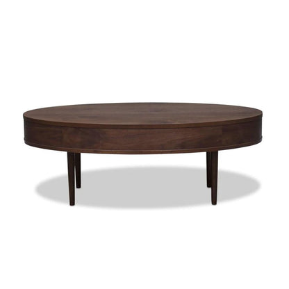 Oaska European Beech Solid And American Walnut Veneer Oval Coffee Table - Dark Walnut - Notbrand