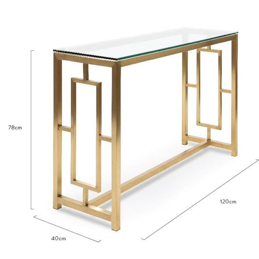 Fluck Glass Console Table - Brushed Gold Base - Notbrand