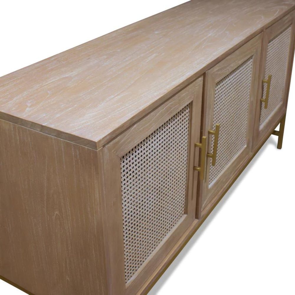 Mala Timber and Rattan 3 Door Buffet - 158cm - House of Hyne