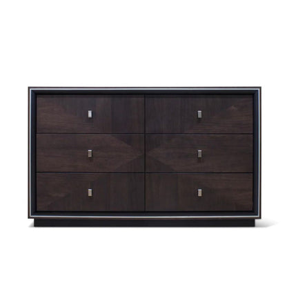 Monaco American Walnut Chest of 6 Drawers - Dark - House of Hyne