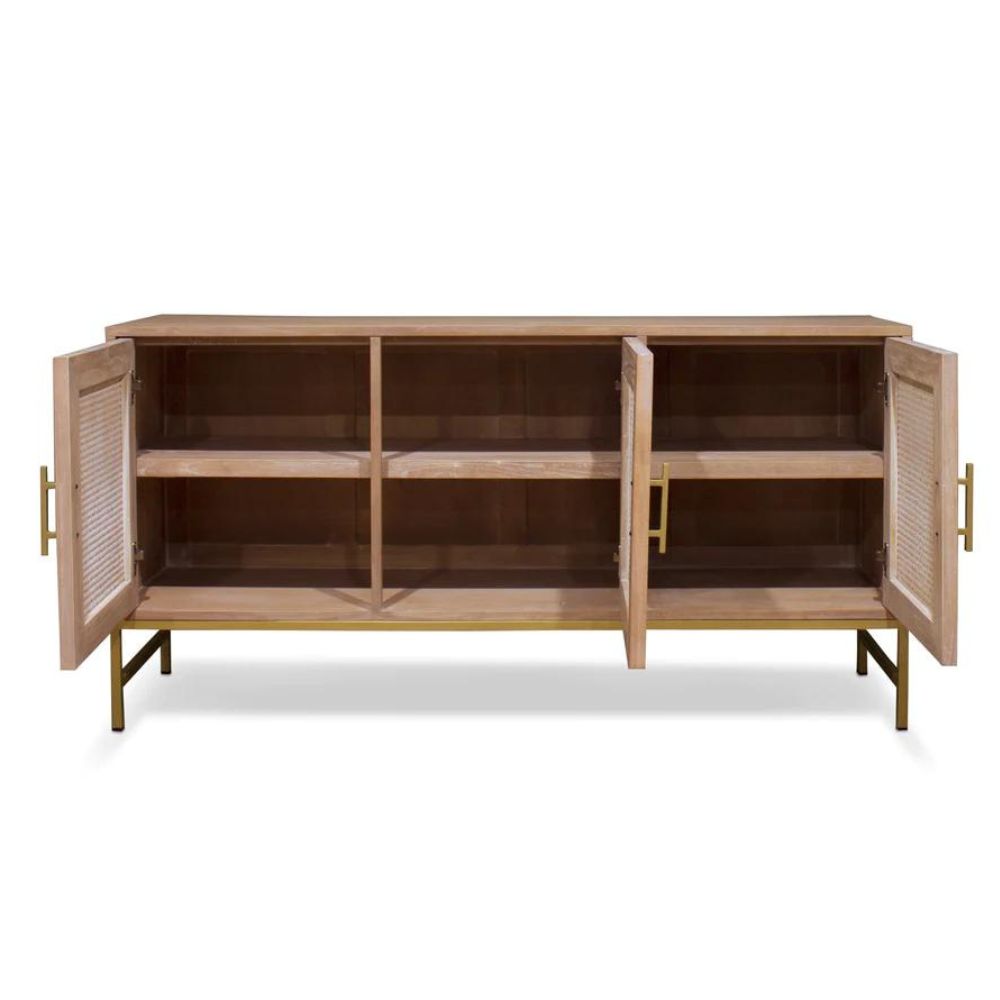 Mala Timber and Rattan 3 Door Buffet - 158cm - House of Hyne