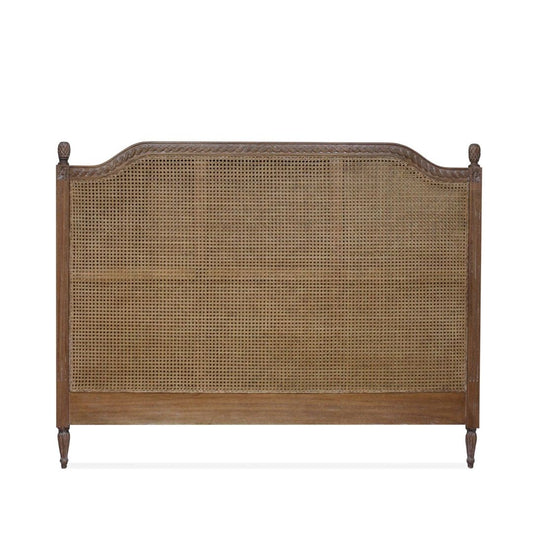 Marseille Rattan & Mindy Wood Headboard- Weathered Oak - Notbrand