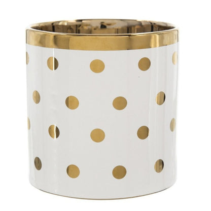 Navya Ceramic Polka Dots Planter - Golden - Notbrand