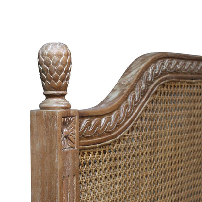 Marseille Rattan & Mindy Wood Headboard- Weathered Oak - House of Hyne