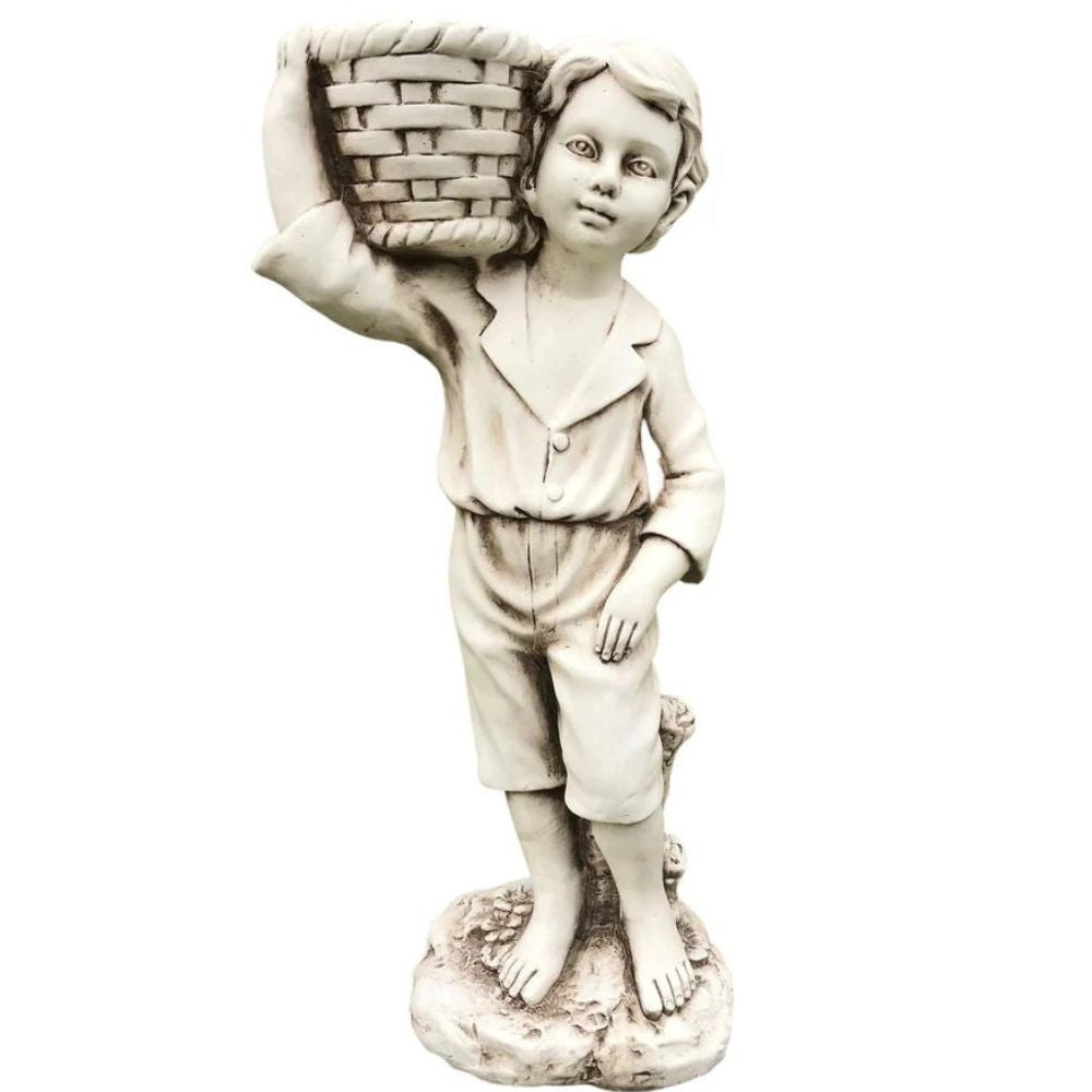 Boy Holding Basket Planter Statue - NotBrand