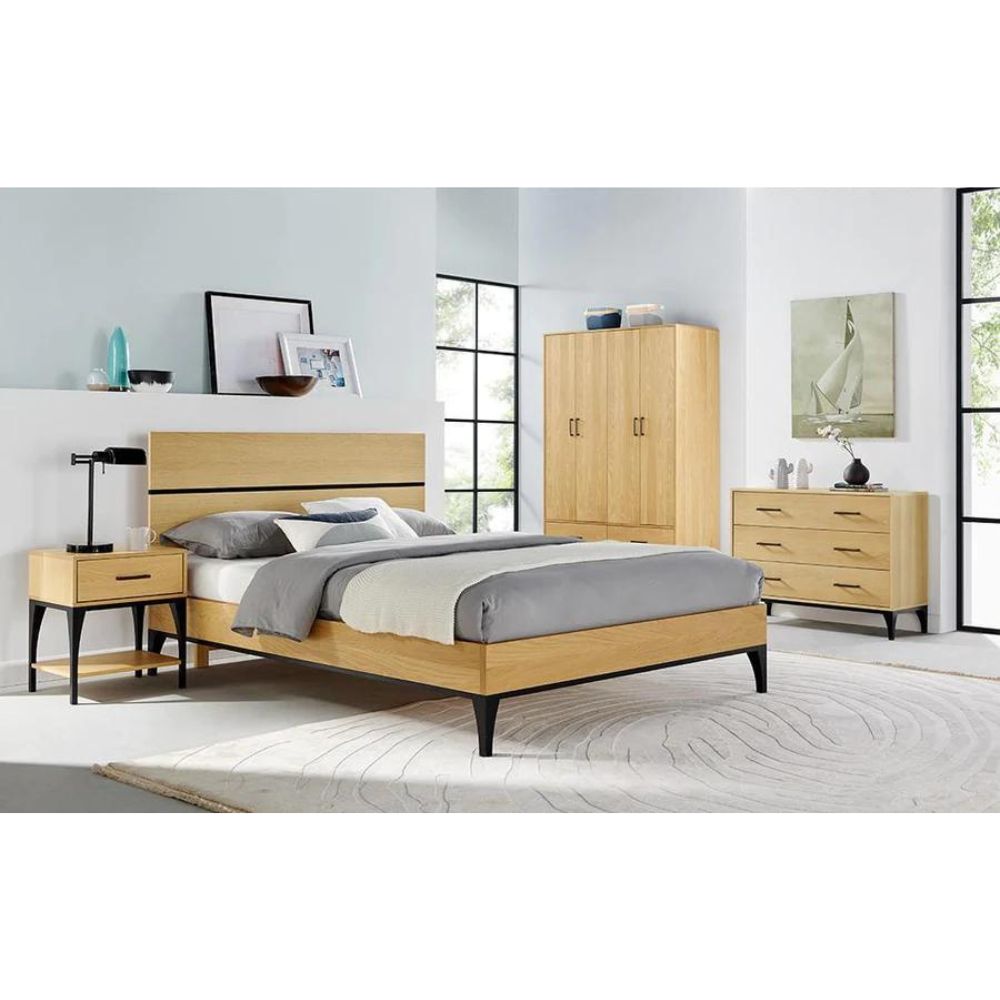 Scandic American White Oak Solid Bed Frame in Natural & Black - Range  - House of Hyne