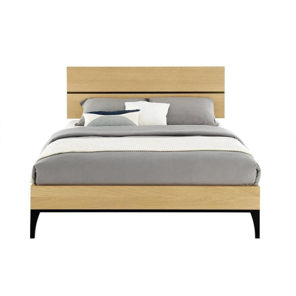 Scandic American White Oak Solid Bed Frame in Natural & Black - Range  - House of Hyne