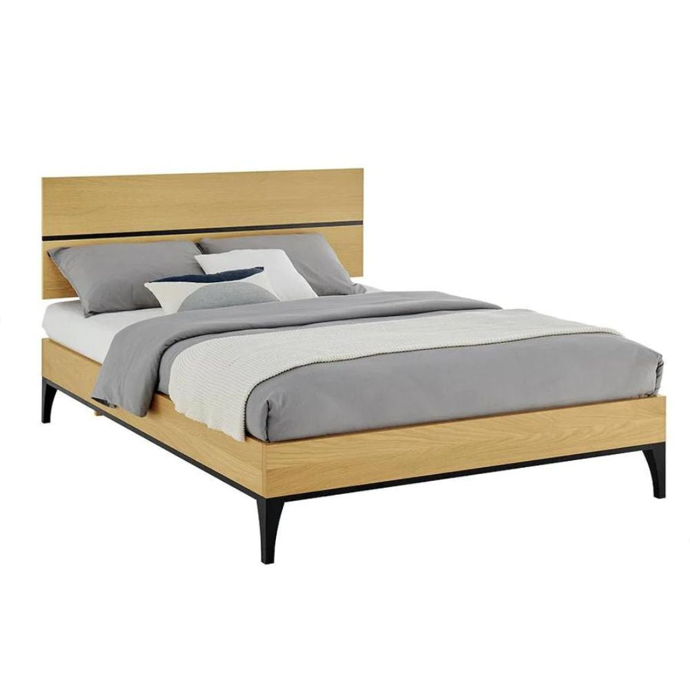 Scandic American White Oak Solid Bed Frame in Natural & Black - Range  - House of Hyne