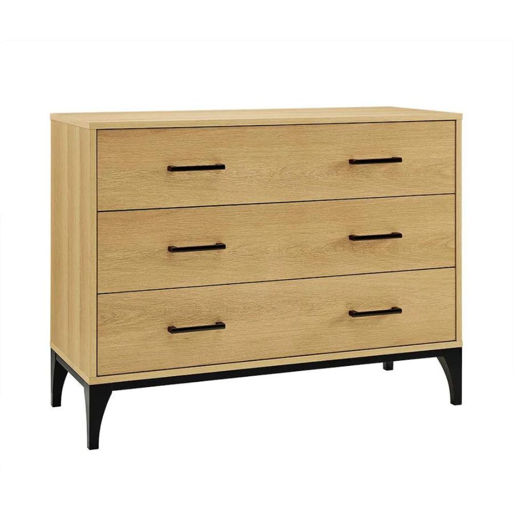 Scandic European Beech Solid Chest of Drawers - Natural and Black - Notbrand