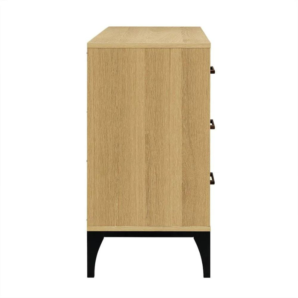 Scandic European Beech Solid Chest of Drawers - Natural and Black - Notbrand