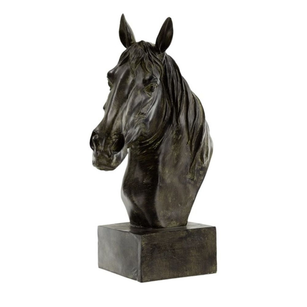 Polyresin Horse Head Statue On Base - Notbrand