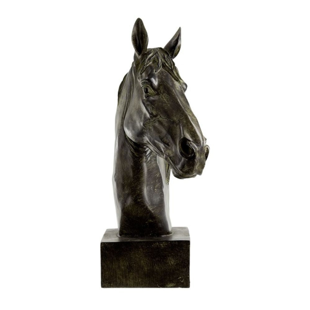 Polyresin Horse Head Statue On Base - Notbrand