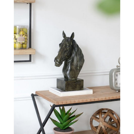 Polyresin Horse Head Statue On Base - Notbrand