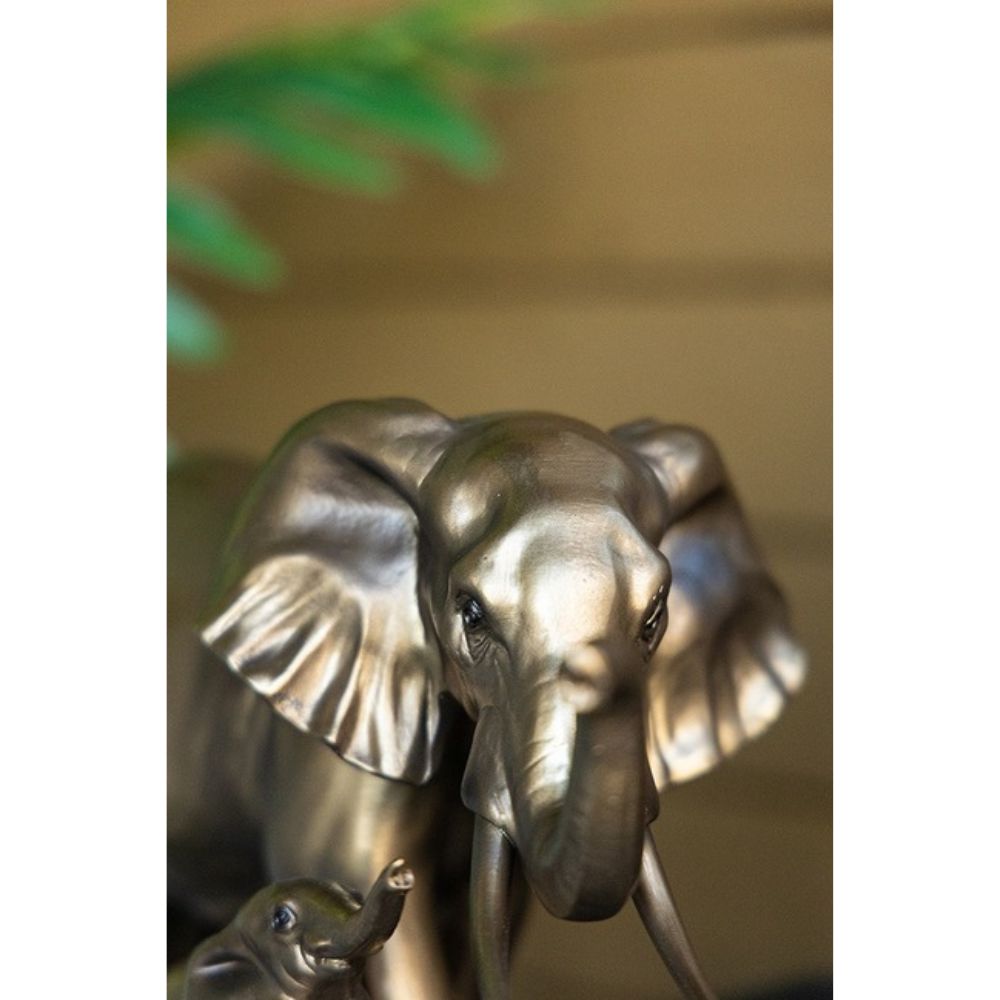 Polyresin Elephant Mother & Calf Statue - Notbrand