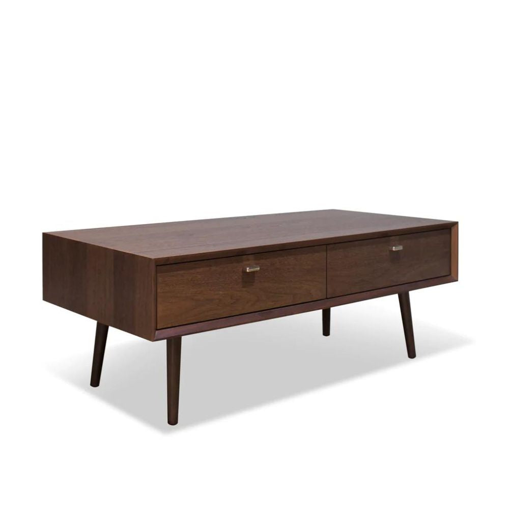 Oaska Beech Solid And American Walnut Veneer 2 Drawer Coffee Table- Dark Walnut - Notbrand