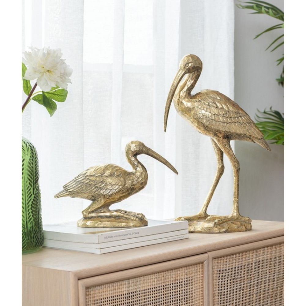 Crane kneeling Resin Statue - Gold - Notbrand