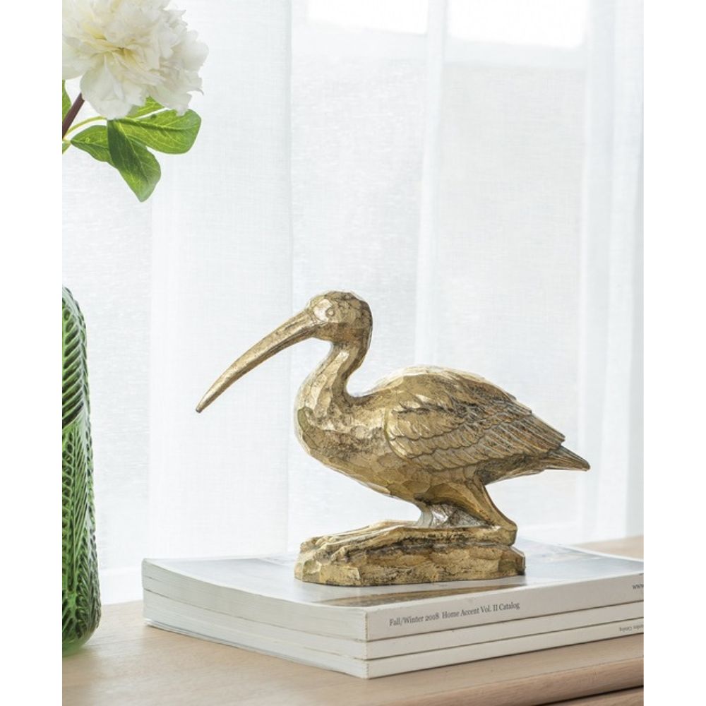 Crane kneeling Resin Statue - Gold - Notbrand