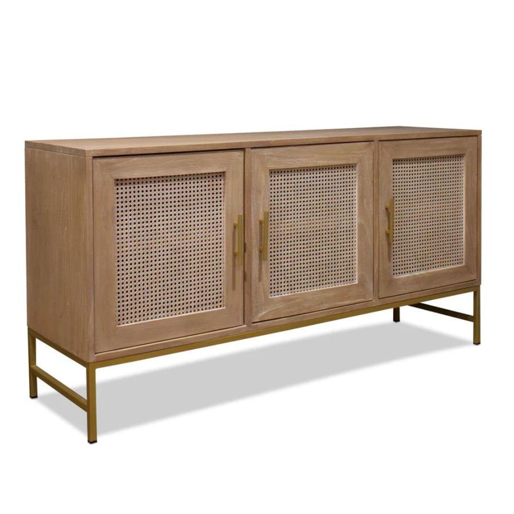 Mala Timber and Rattan 3 Door Buffet - 158cm - House of Hyne