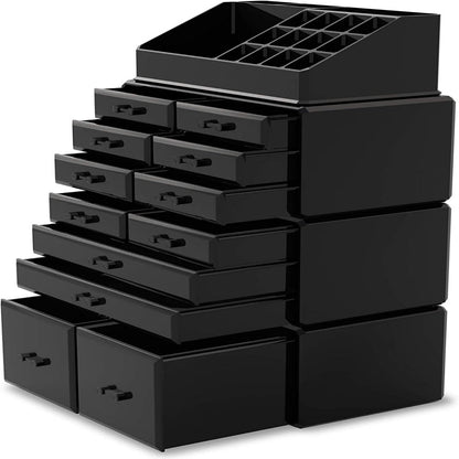 Helzuc 12 Drawers Makeup Cosmetic Organizer Storage Box - Black - Notbrand