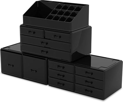 Helzuc 12 Drawers Makeup Cosmetic Organizer Storage Box - Black - Notbrand