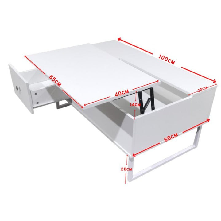 Lift Up White Coffee Table With Storage - Notbrand