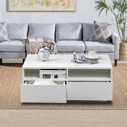 High Gloss White LED Coffee Table With 4 Drawers - Notbrand