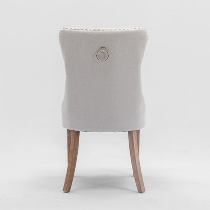 Aaden Button-Tufted Upholstered Linen Dining Chair - Beige