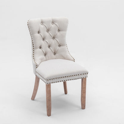 Aaden Button-Tufted Upholstered Linen Dining Chair - Beige