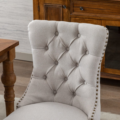 Aaden Button-Tufted Upholstered Linen Dining Chair - Beige