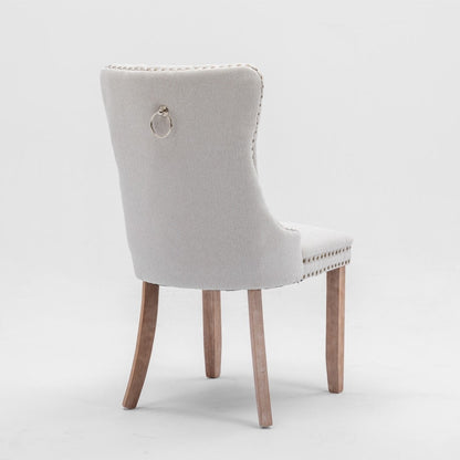 Aaden Button-Tufted Upholstered Linen Dining Chair - Beige