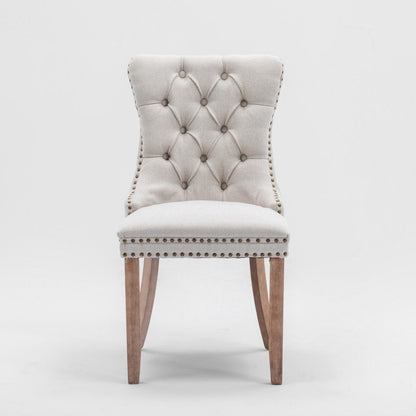 Aaden Button-Tufted Upholstered Linen Dining Chair - Beige